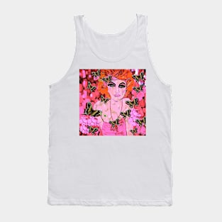 Beauty in Pink Flowers and Butterflies Vintage Tank Top